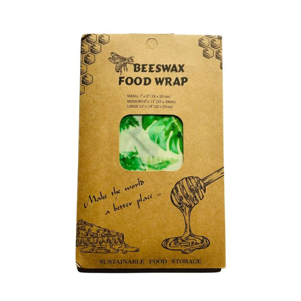 Earthbits Beeswax Food Wrap Sheets Set of 3 - Green Leaves