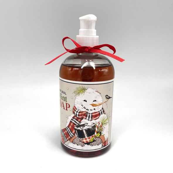 Mary Lake-Thompson Holiday Liquid Soap 12oz - Chickadee Snowman (Mint)