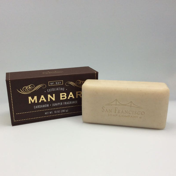San Francisco Soap Company MAN BAR Exfoliating Soap 10oz - Cardamom & Juniper