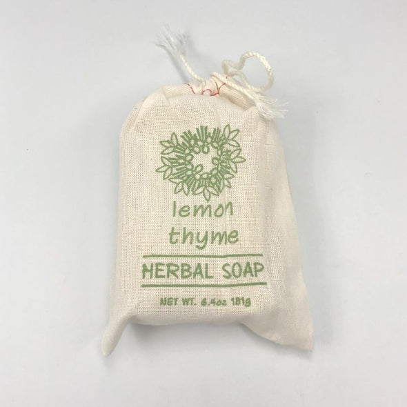 Greenwich Bay Herbal Bar Soap in Drawstring Cloth Sack 6.4oz 181g - Lemon Thyme