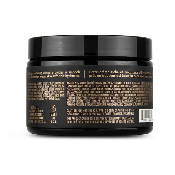 Mistral Men's Ultra Rich Shave Cream 9oz 255g - Black Amber