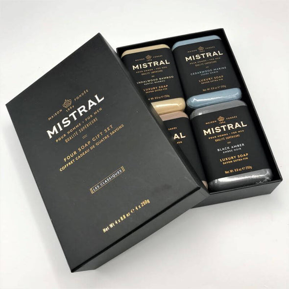 Mistral Men Good Smelling Bar Soap 4 Gift Set
