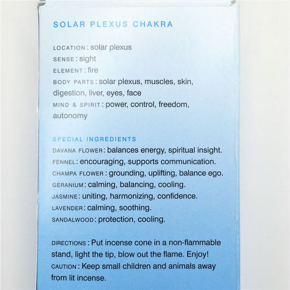 Triloka Ayurvedic Chakra 10 Incense Cones - Solar Plexus