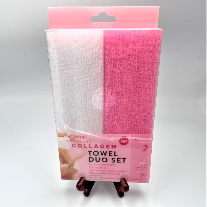 Bathtopia Infused Exfoliating Towel Duo Set Collagen