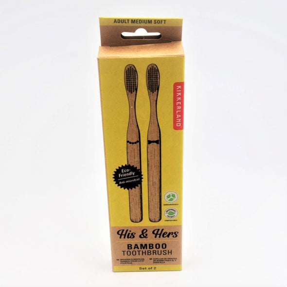 Kikkerland Bamboo Toothbrush - Set of 2