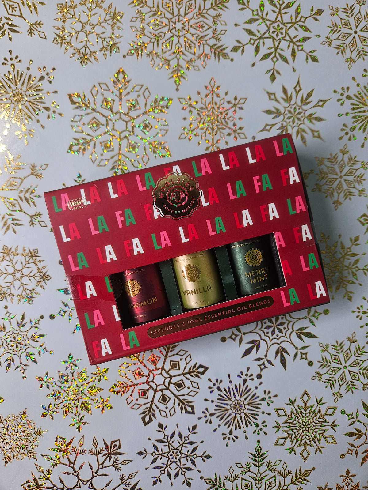 Woolzies Holiday Essential Oil Set - Fa La La - Cinnamon, Vanilla, and Merry Mint