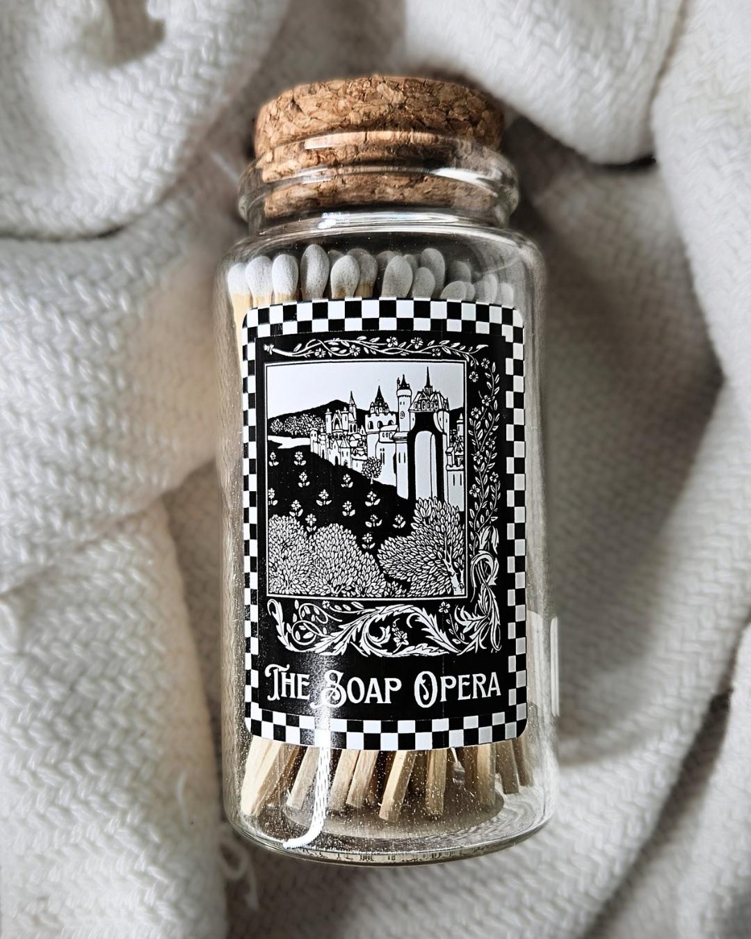 The Soap Opera Safety Matches in Glass Jar