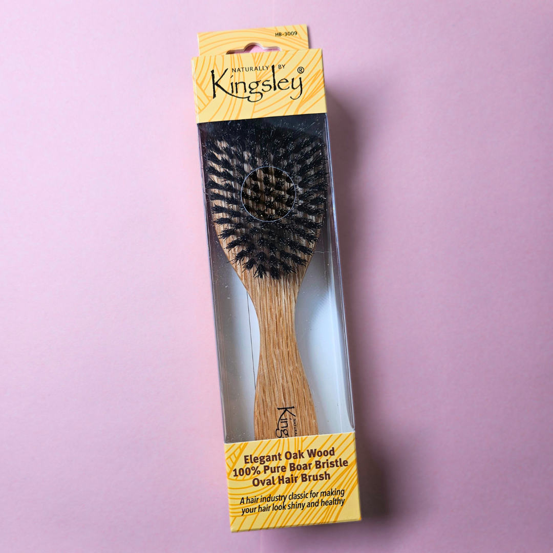 Kingsley Oak Wood 100% Pure Boar Bristle Oval Hair Brush