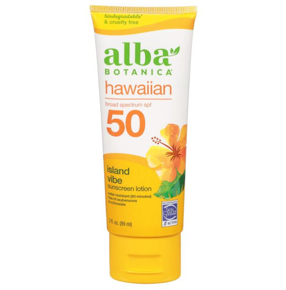 Alba Botanica Hawaiian Sunscreen SPF 50 3oz 89ml - Island Vibe