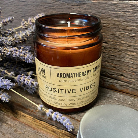 Ancient Wisdom Aromatherapy Soy Candle - Positive Vibes - Clary Sage  & Peppermint