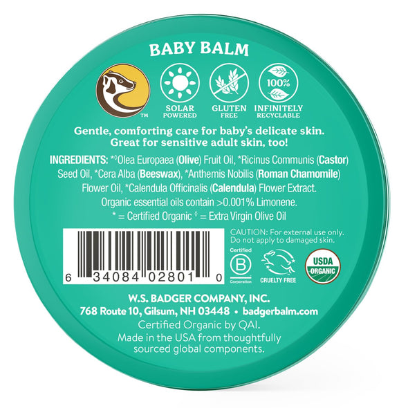 Badger Natural & Organic Baby Balm 2oz 56g - Chamomile & Calendula