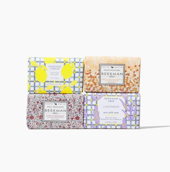 Beekman Bar Soap Gift Set - Sunshine Lemon, Honey & Orange Blossom, Honeyed Grapefruit, and Lavender
