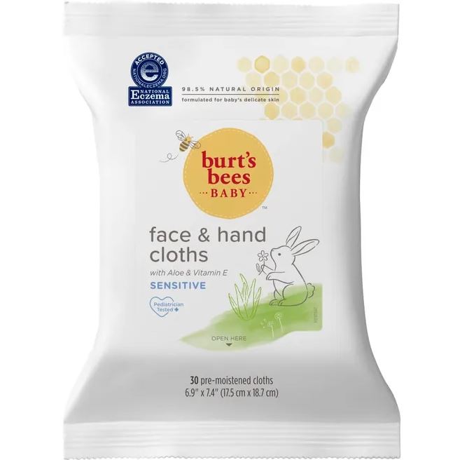 Burt’s Bees Sensitive Baby Face & Hand Cloths 30 Pack