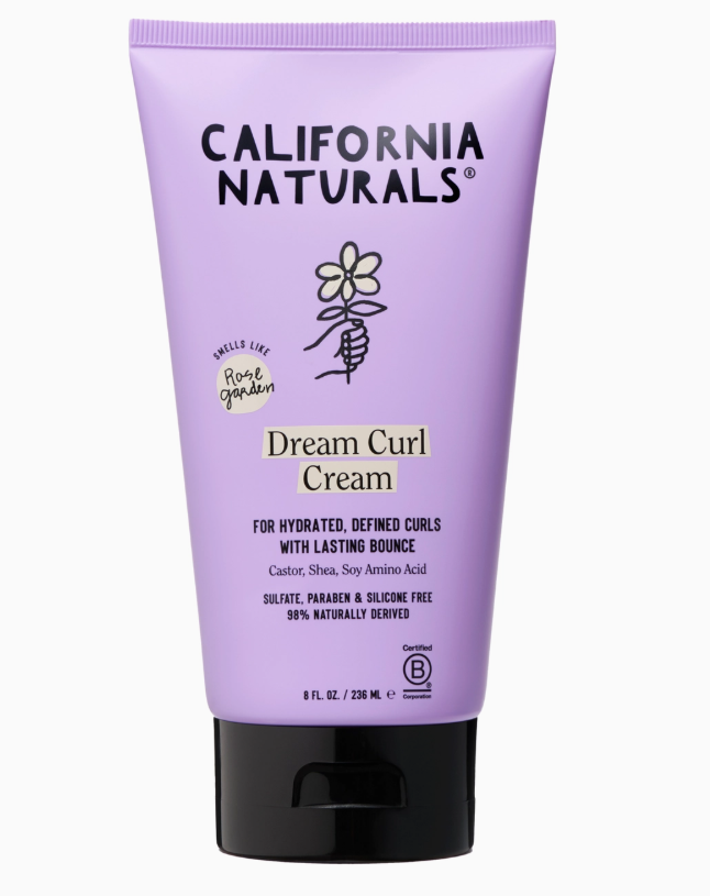 A lavender purple squeeze tube of California Naturals Dream Curl Cream with a black cap, shown against a plain white background.