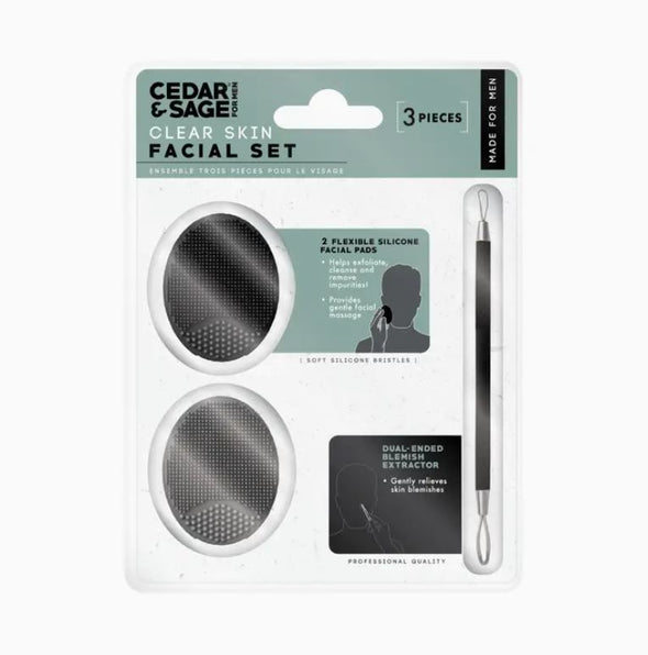 Cedar & Sage Clear Skin Facial Set of 3 For Men