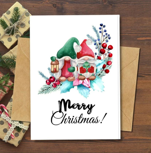 Earthbits 100% Recycled Paper Greeting Card - Christmas Gnomes