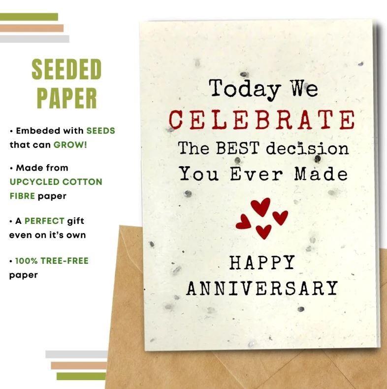 Compostable Card Earthbits Seeded Compostable Greeting Card - Best Decision Anniversary