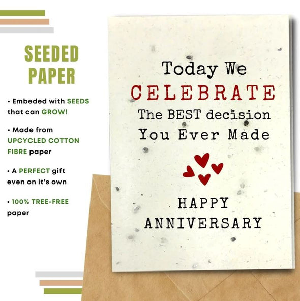 Earthbits Seeded Compostable Greeting Card - Best Decision Anniversary