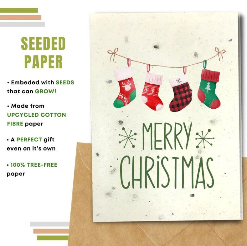 Earthbits Seeded Compostable Greeting Card - Christmas Stockings