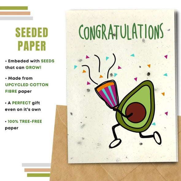 Earthbits Seeded Compostable Greeting Card - Congrats Avocado