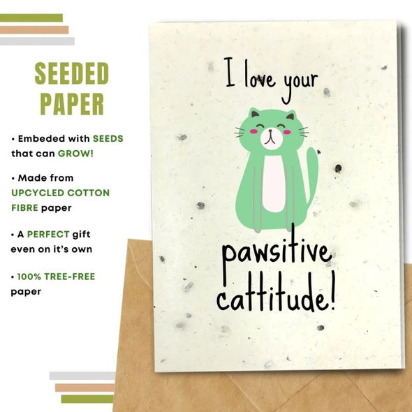 Earthbits Seeded Compostable Greeting Card - Pawsitive Cattitude
