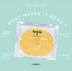 gold face mask including benefits such as skin elasticity, reduce redness, moisturizing