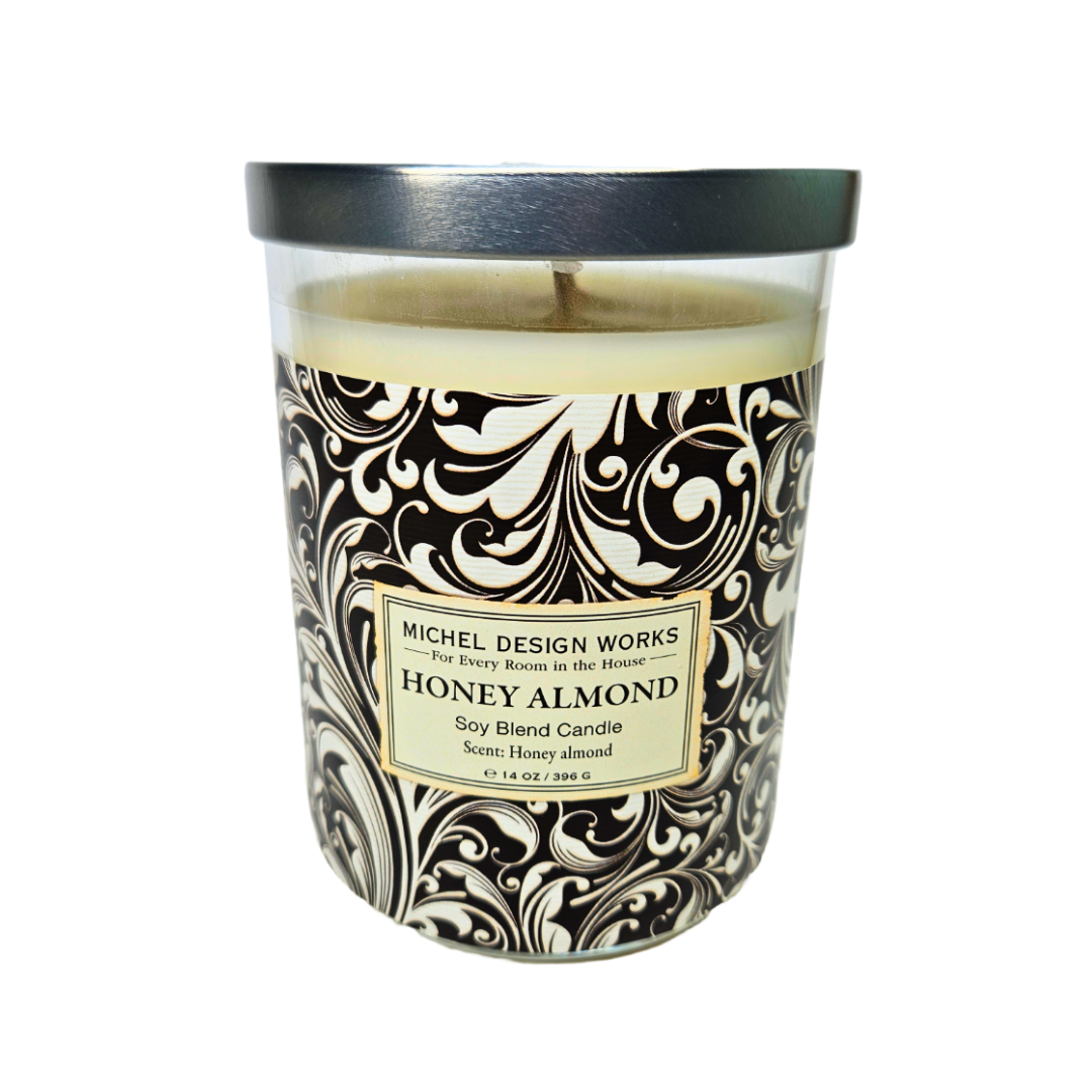 Michel Design Works Medium Tumbler Decorative Glass Candle 14oz 396g - Honey Almond