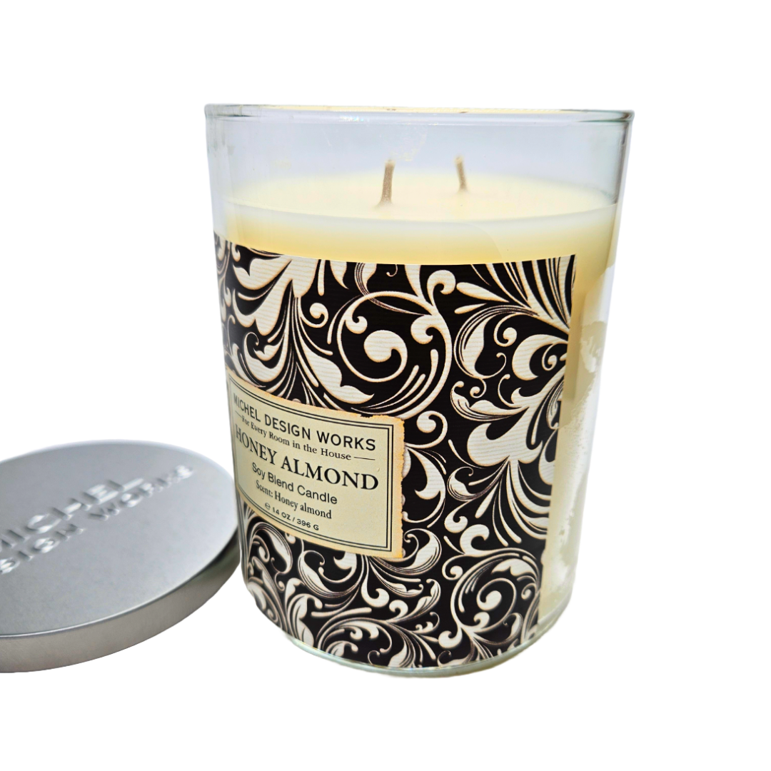 Michel Design Works Medium Tumbler Decorative Glass Candle 14oz 396g - Honey Almond