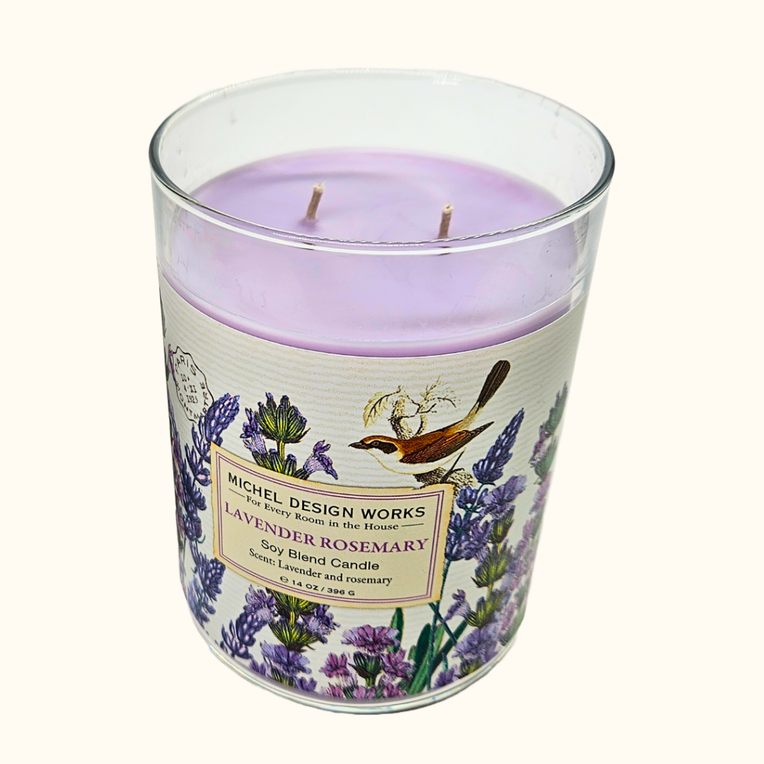 Michel Design Works Medium Tumbler Decorative Glass Candle 14oz 396g - Lavender Rosemary