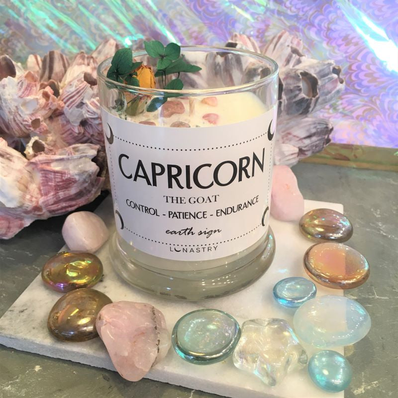 Lunastry Zodiac Soy Wax Crystal Candle 11oz