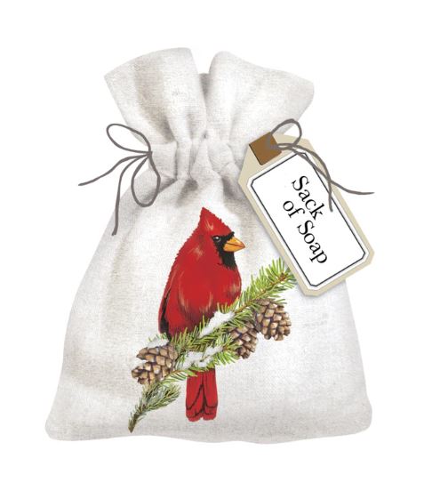 Mary Lake-Thompson Holiday Triple-Milled Soap in Sack 6oz 170g - Cardinal On Pine