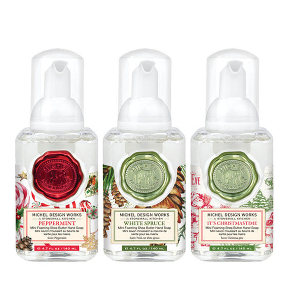 Michel Design Works Mini Foaming Hand Soap Gift Set - Peppermint, White Spruce, It's Christmastime