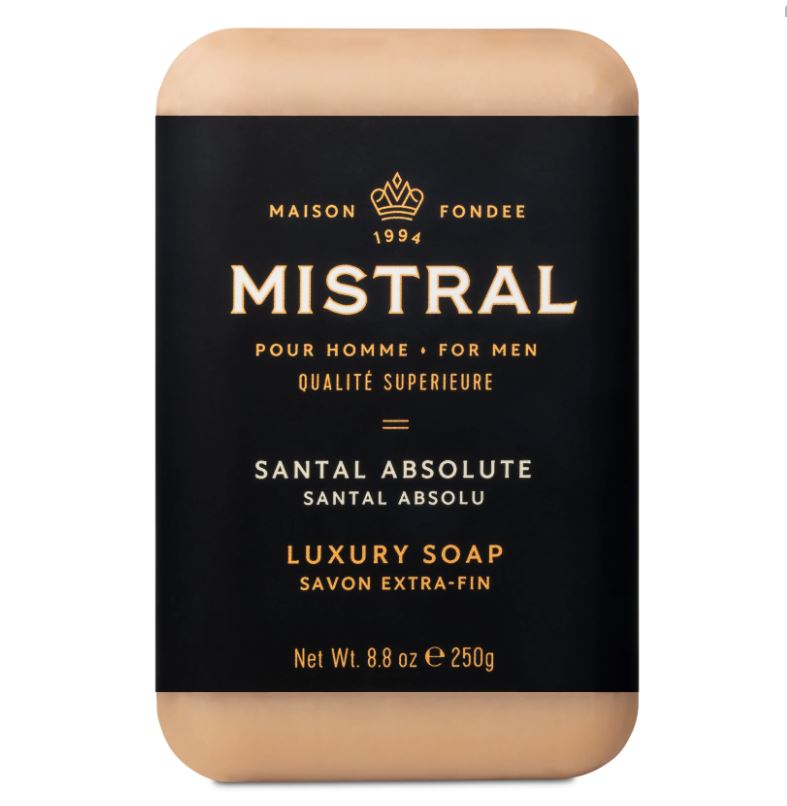 Mistral Men's Luxury French Bar Soap 8.8oz 250g - Santal Absolute
