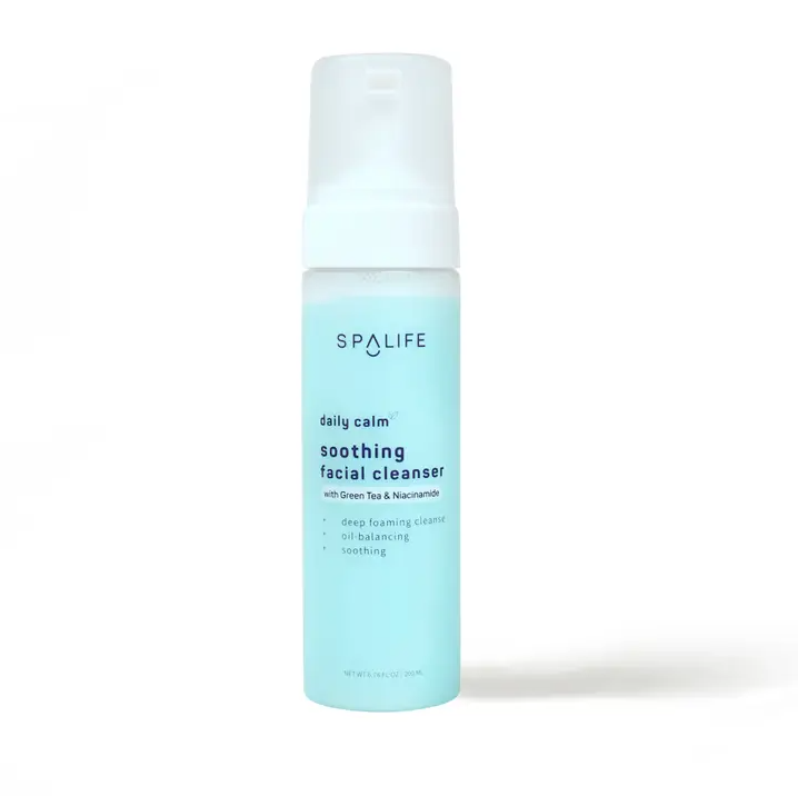 SpaLife daily calm soothing facial cleanser bottle with green tea and niacinamide