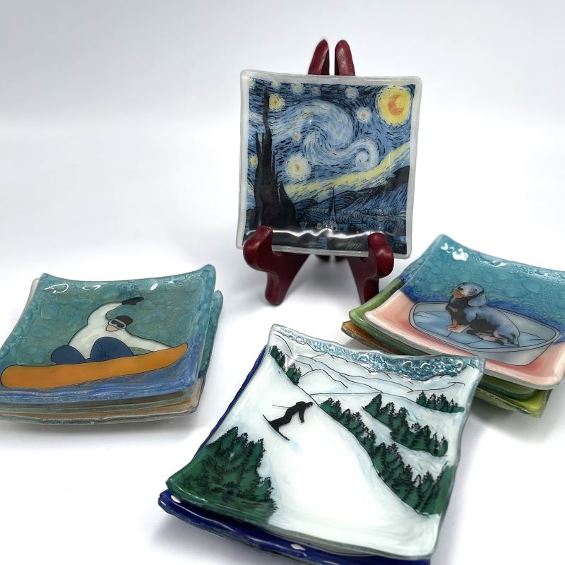 PamPeana Handmade Glass Soap Dish - Great Lakes