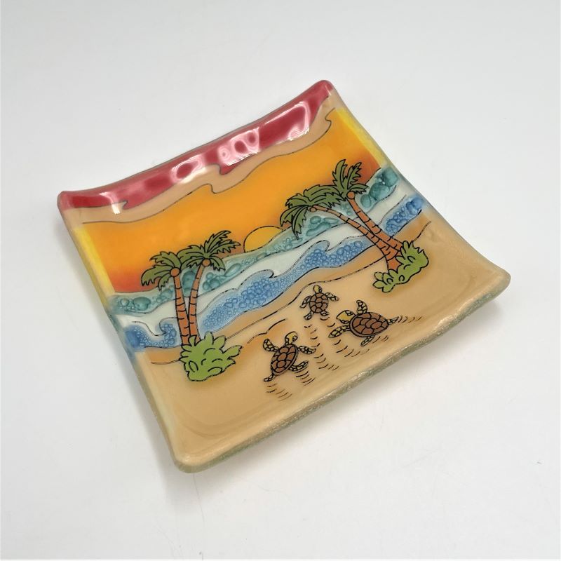 PamPeana Handmade Glass Soap Dish - Hatching Turtles