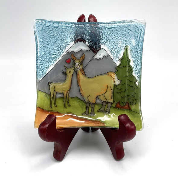 PamPeana Handmade Glass Soap Dish - Llama