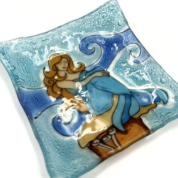 PamPeana Handmade Glass Soap Dish - Mermaid on Rock