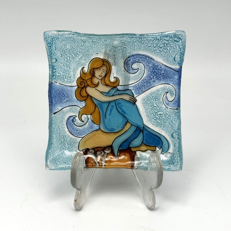 PamPeana Handmade Glass Soap Dish - Mermaid on Rock