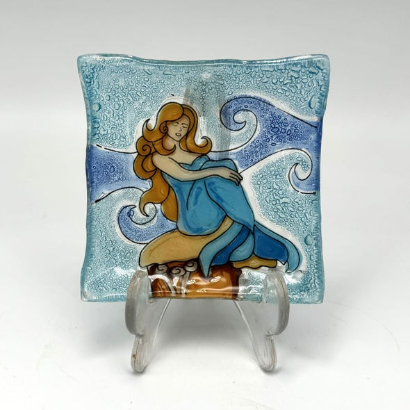 PamPeana Handmade Glass Soap Dish - Mermaid on Rock