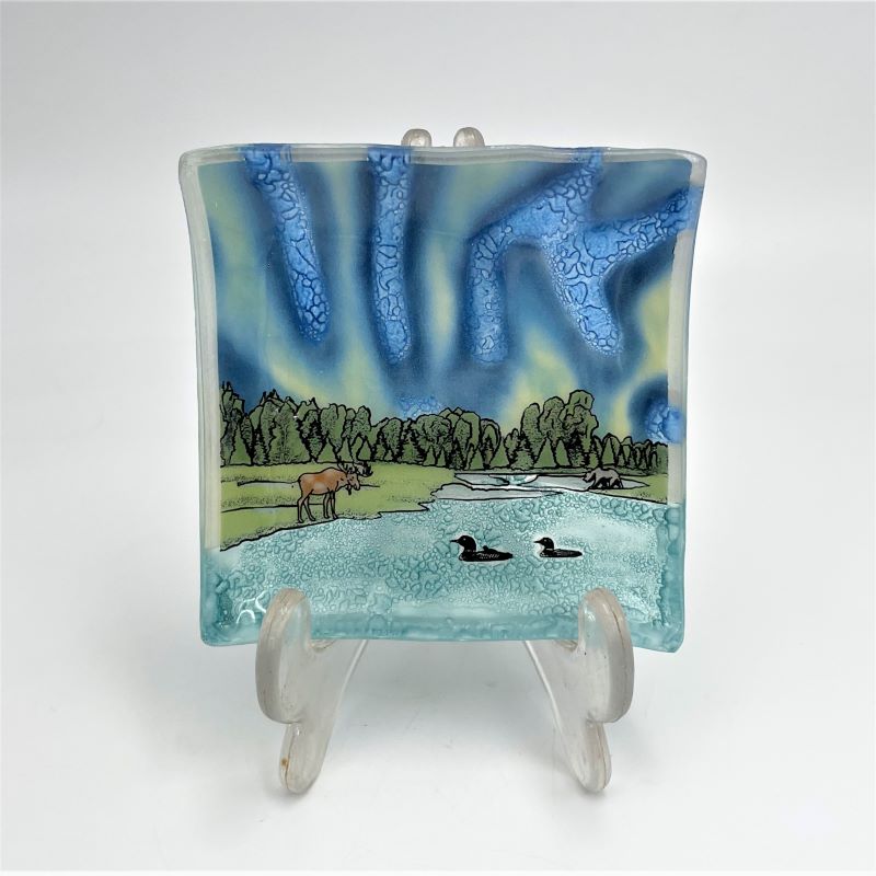 PamPeana Handmade Glass Soap Dish - Northern Lights