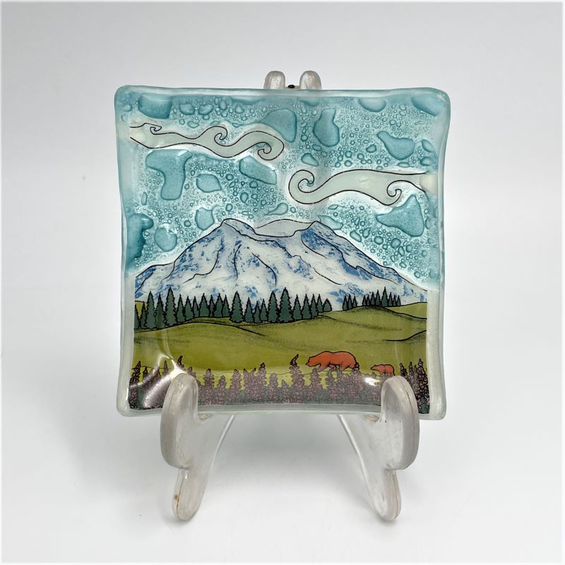 PamPeana Handmade Glass Soap Dish - Mount Rainier