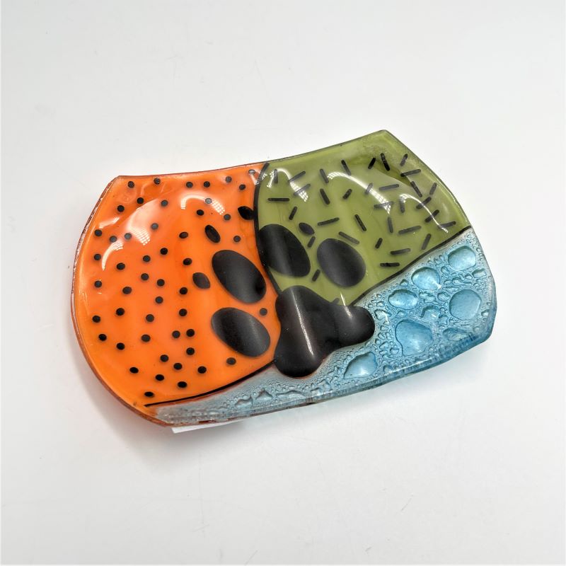 PamPeana Handmade Glass Soap Dish - Pawprint
