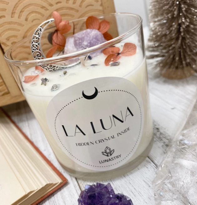 Lunastry La Luna Crystal Soy Wax Candle 11oz - Hidden Gem