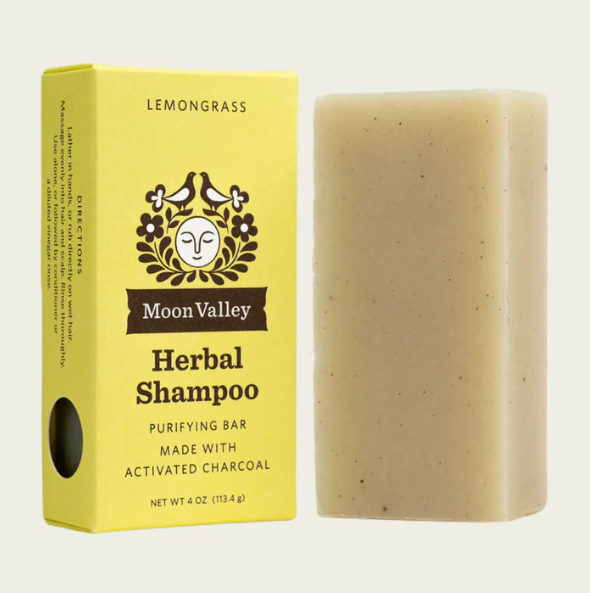 Moon Valley Organics Herbal Shampoo Bar 3.5oz 99.2g - Lemongrass & Charcoal