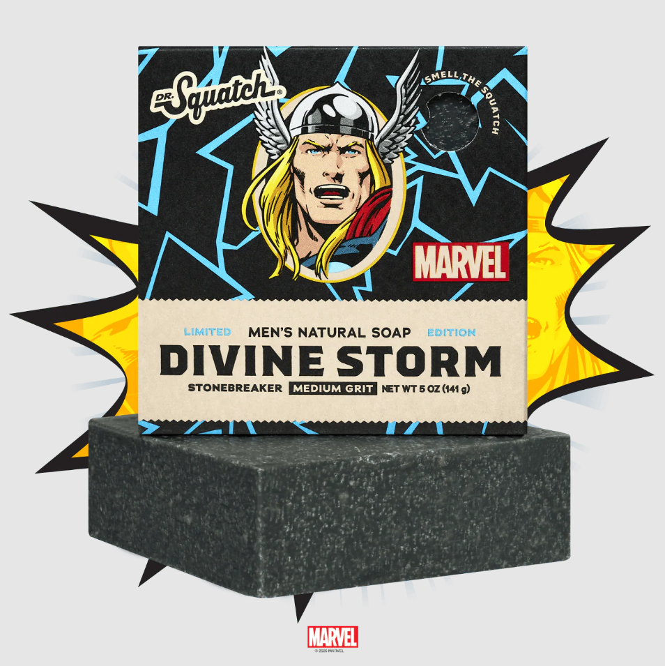 Dr. Squatch Men's Natural Bar Soap 5 oz - Divine Storm - Marvel Thor Soap