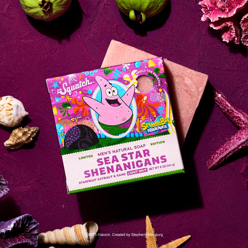 Dr. Squatch Men's Natural Bar Soap 5 oz - Sea Star Shenanigans Spongebob Soap