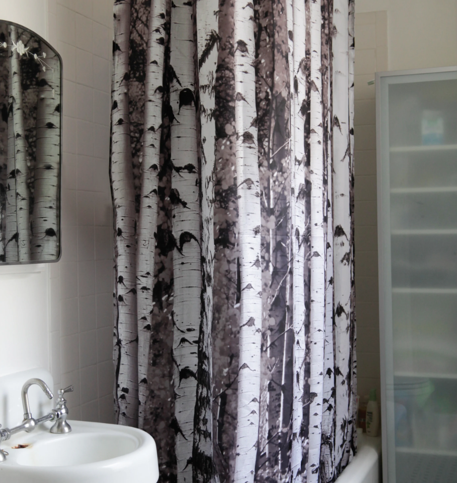 Kikkerland Birch Shower Curtain