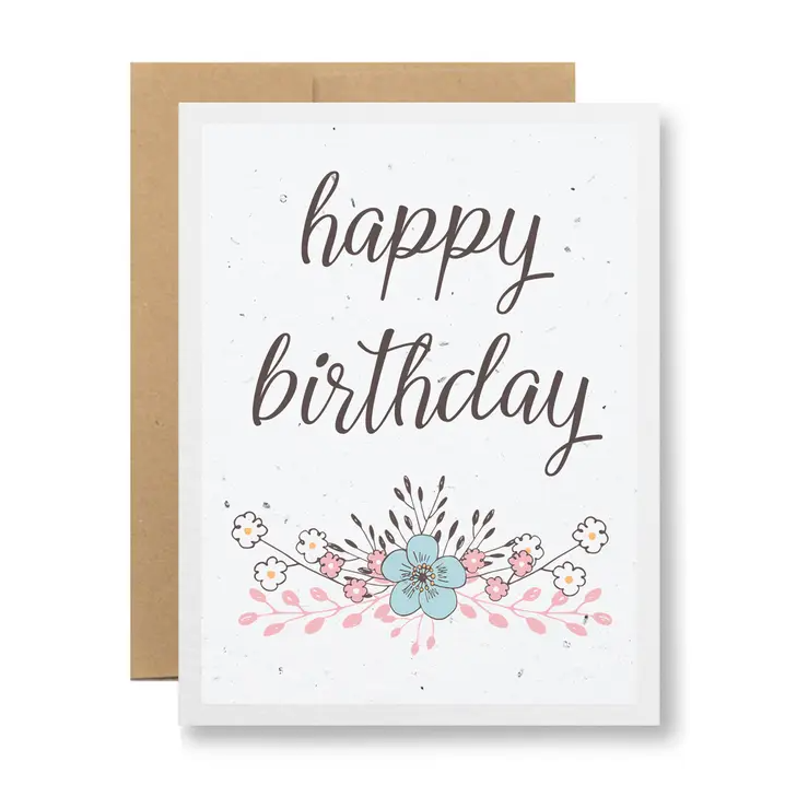 Seedy Cards - Plantable Seed Paper Greeting Card - Happy Birthday Floral
