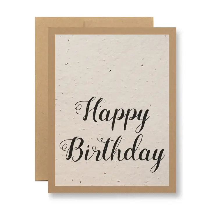 Seedy Cards - Plantable Seed Paper Greeting Card - Happy Birthday Script
